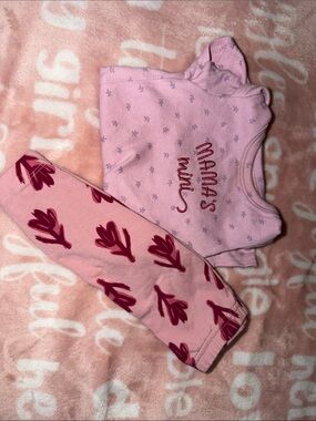 Pink Baby Two-Piece Set with Floral Pants